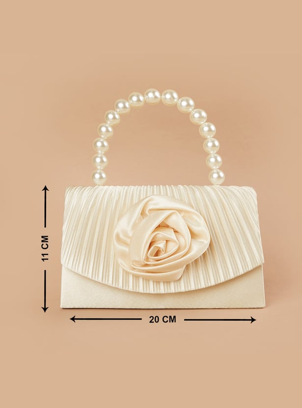 CODE Applique Clutch with Pearl Handle