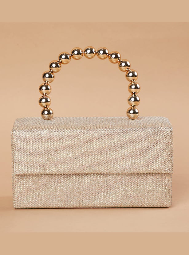 CODE Shimmer Textured Box Clutch with Sling