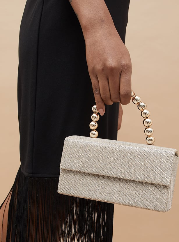 CODE Shimmer Textured Box Clutch with Sling