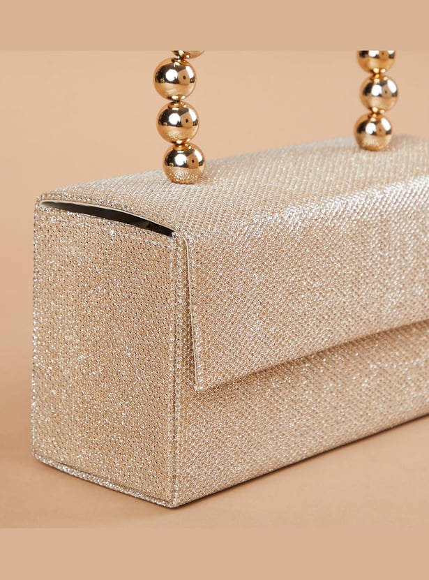 CODE Shimmer Textured Box Clutch with Sling