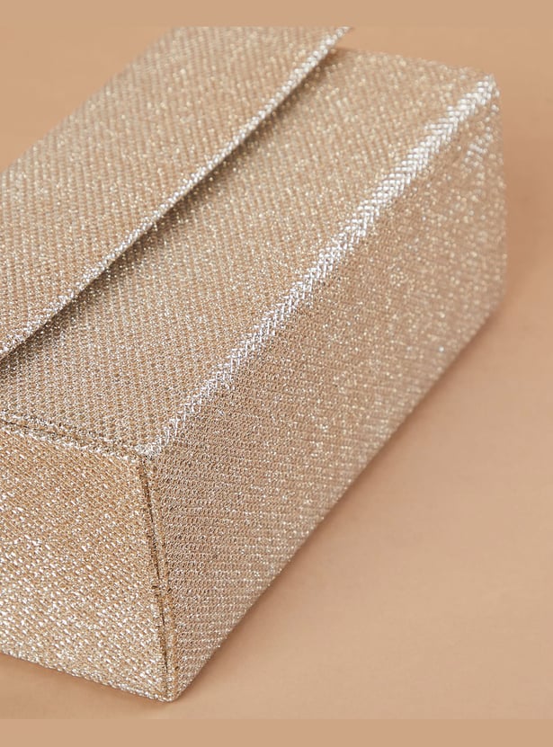 CODE Shimmer Textured Box Clutch with Sling
