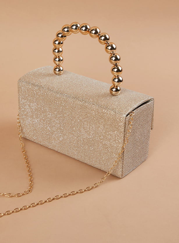 CODE Shimmer Textured Box Clutch with Sling