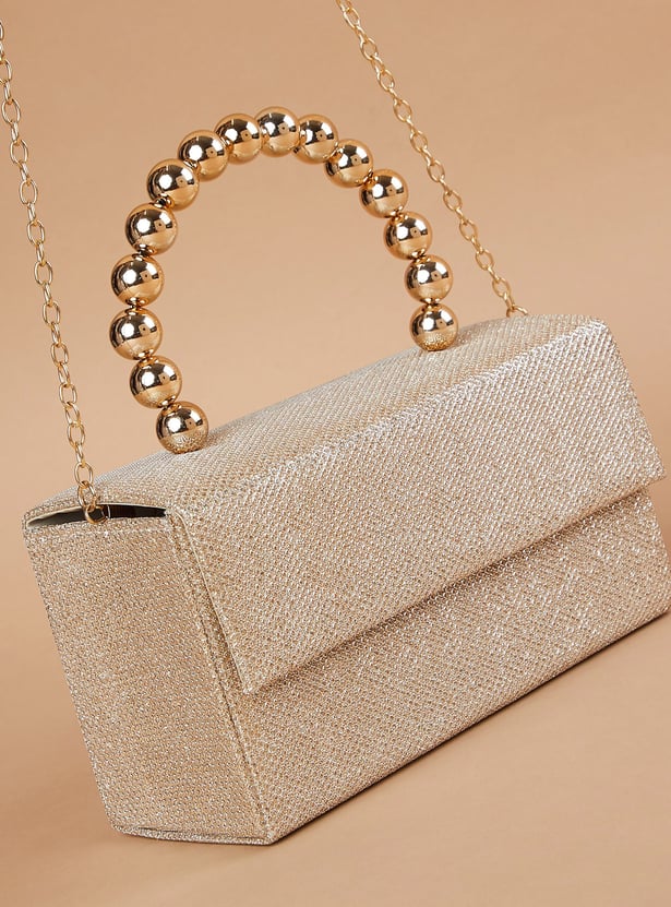CODE Shimmer Textured Box Clutch with Sling