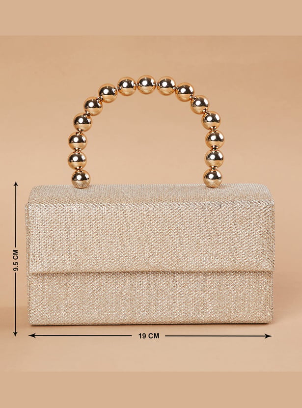 CODE Shimmer Textured Box Clutch with Sling