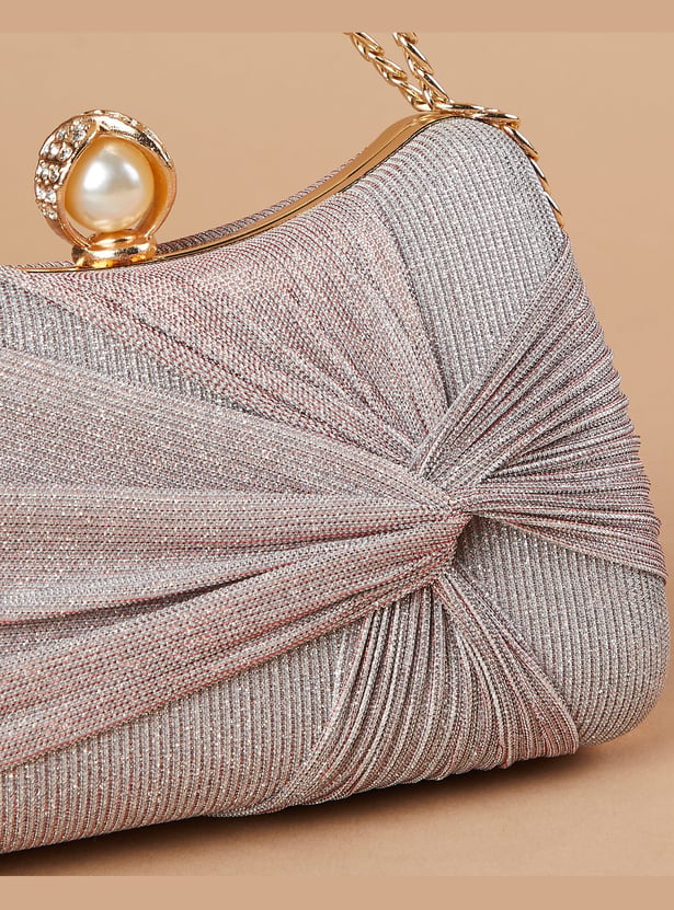 CODE Shimmery Pearl Embellished Box Clutch
