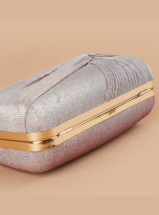 CODE Shimmery Pearl Embellished Box Clutch