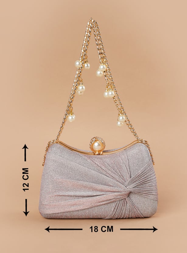 CODE Shimmery Pearl Embellished Box Clutch