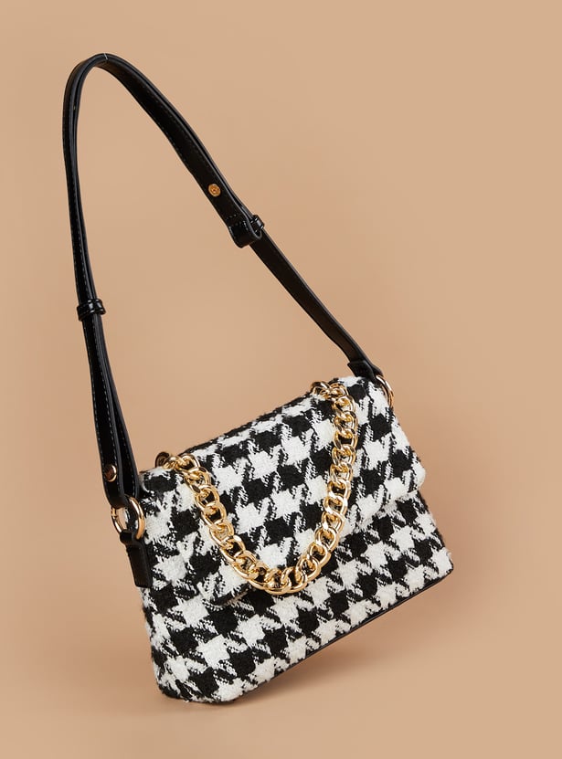 GINGER Houndstooth Textured Sling Bag
