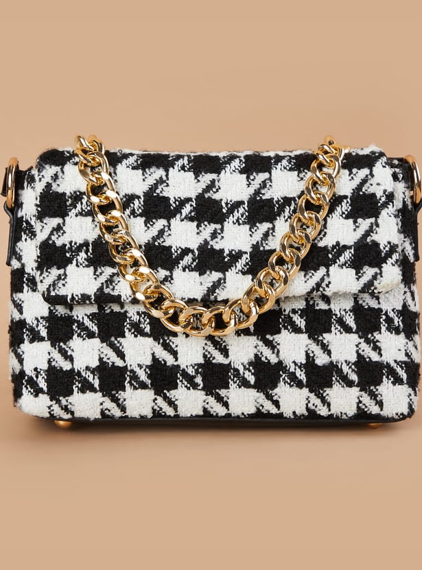 GINGER Houndstooth Textured Sling Bag