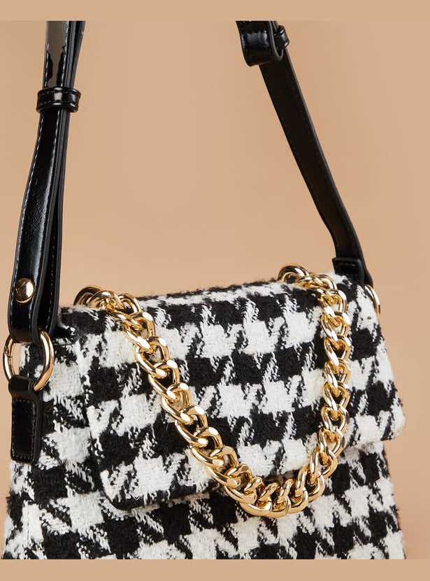 GINGER Houndstooth Textured Sling Bag