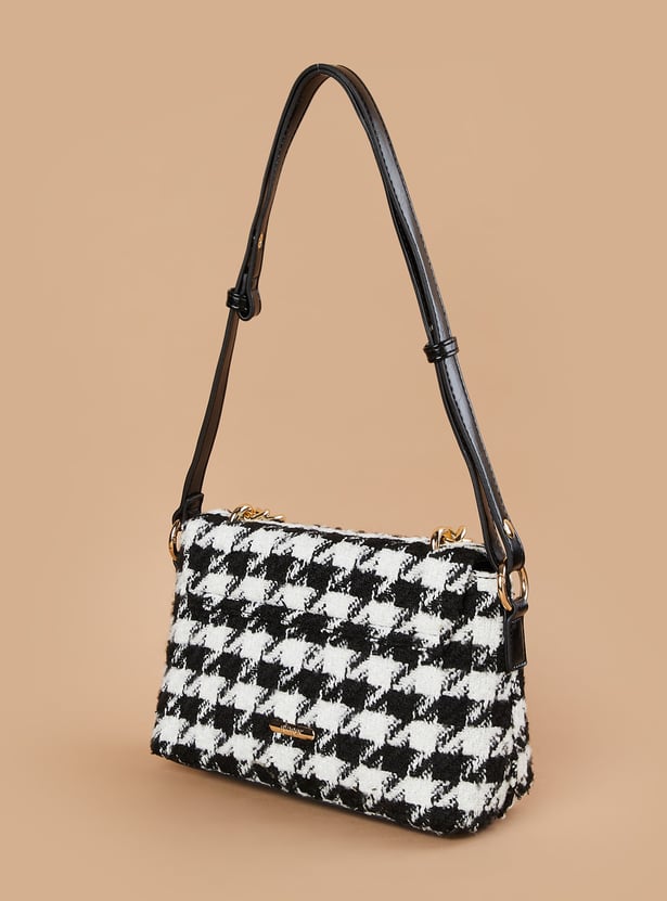 GINGER Houndstooth Textured Sling Bag