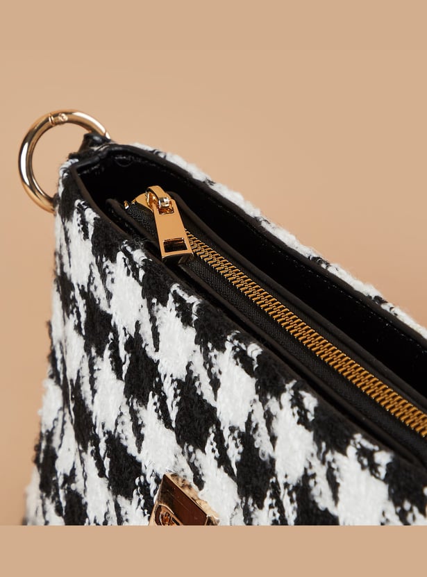 GINGER Houndstooth Textured Sling Bag