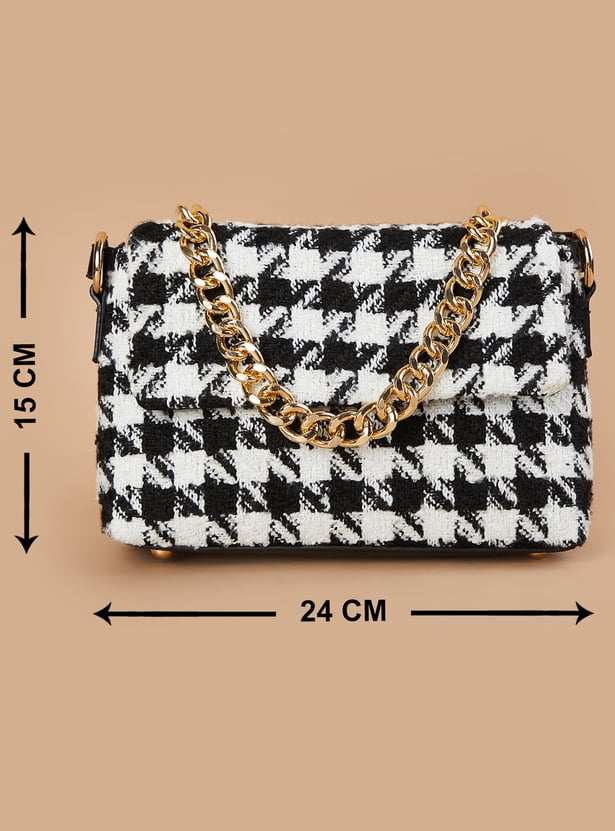 GINGER Houndstooth Textured Sling Bag