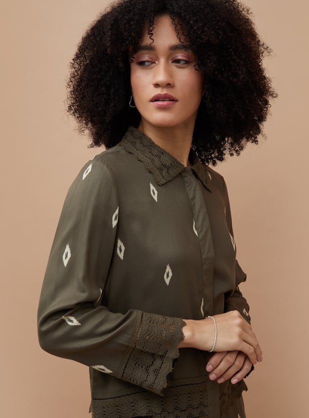 FAME FOREVER Ikat Print Shirt