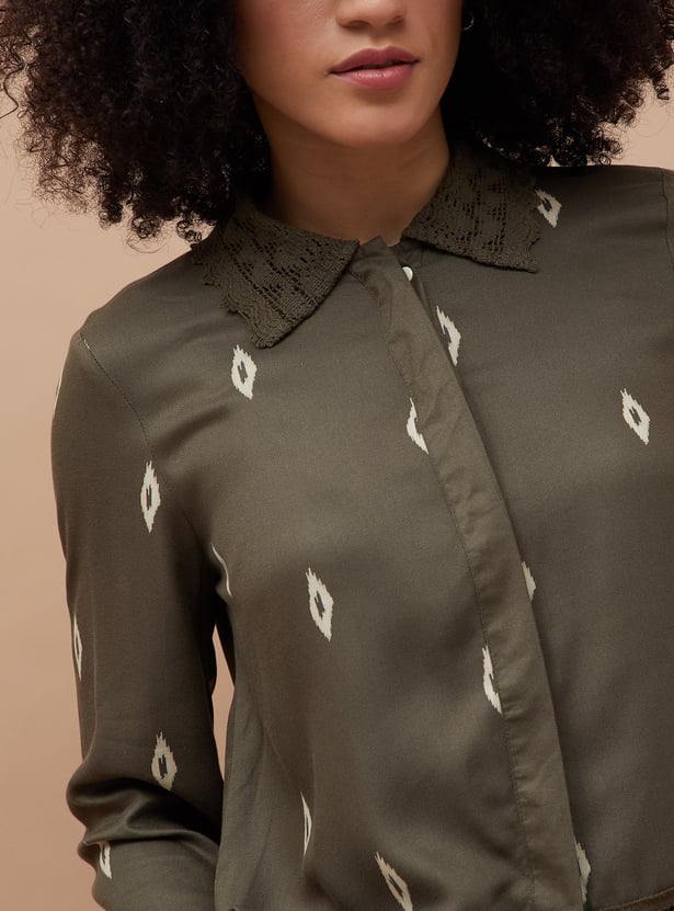 FAME FOREVER Ikat Print Shirt