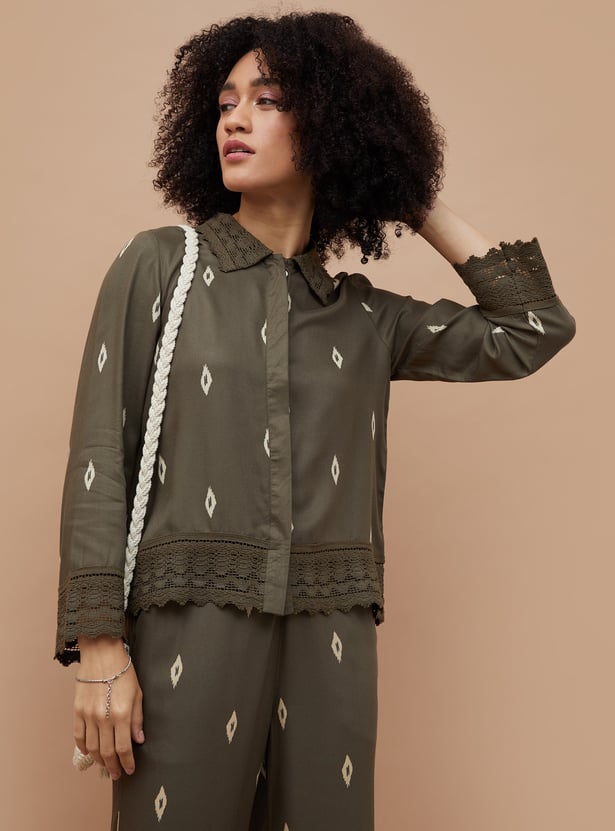 FAME FOREVER Ikat Print Shirt