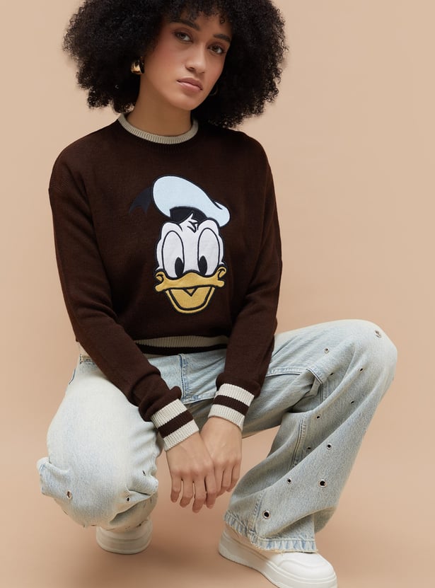 GINGER Donald Duck Applique Sweater