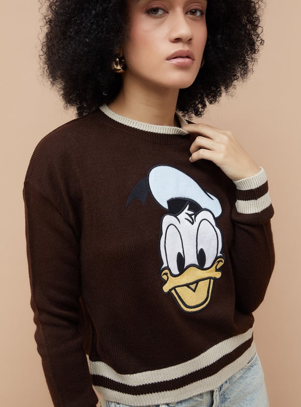 GINGER Donald Duck Applique Sweater