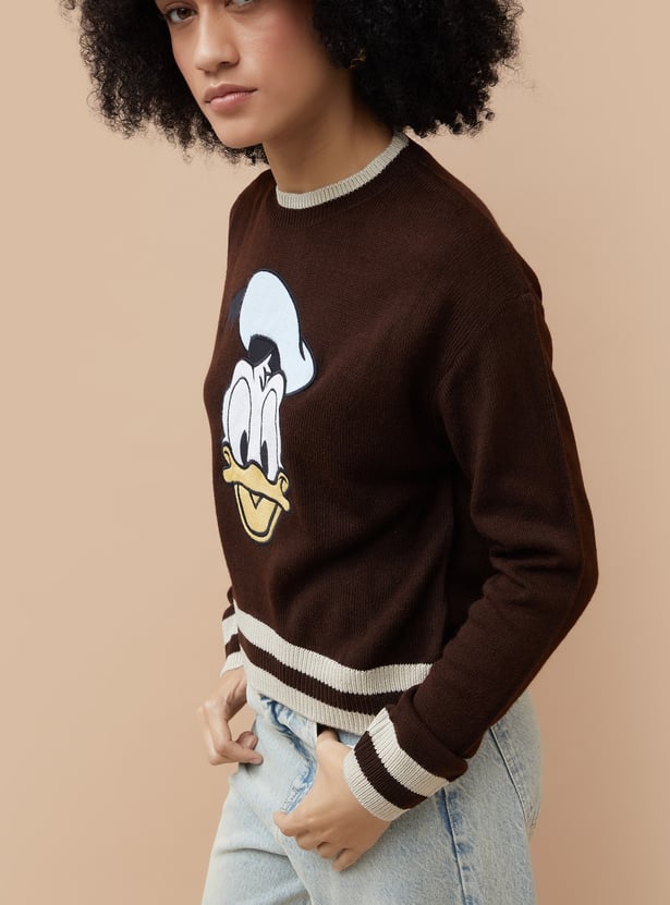 GINGER Donald Duck Applique Sweater