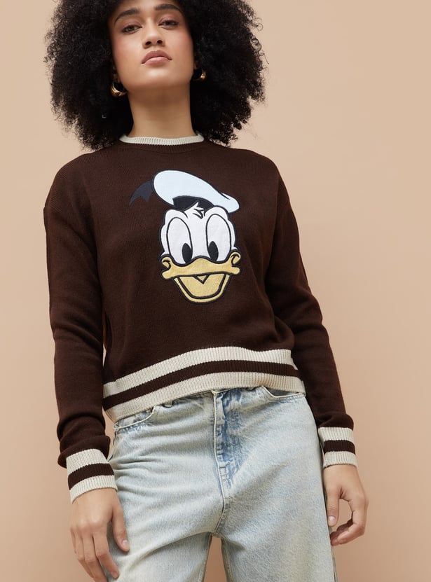 GINGER Donald Duck Applique Sweater