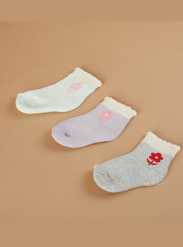 FAME FOREVER Knitted Ankle-Length Socks - Pack of 3