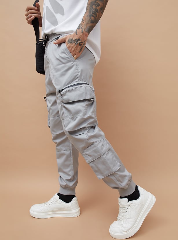 BOSSINI Solid Slim Fit Cargo Joggers