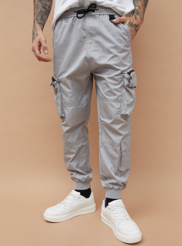 BOSSINI Solid Slim Fit Cargo Joggers