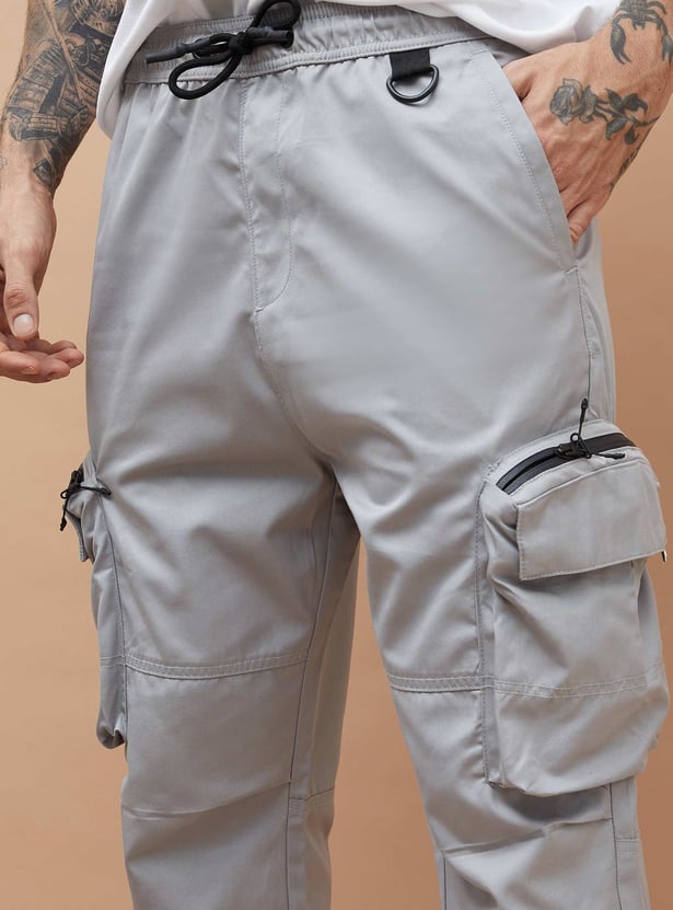 BOSSINI Solid Slim Fit Cargo Joggers