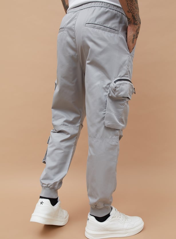 BOSSINI Solid Slim Fit Cargo Joggers