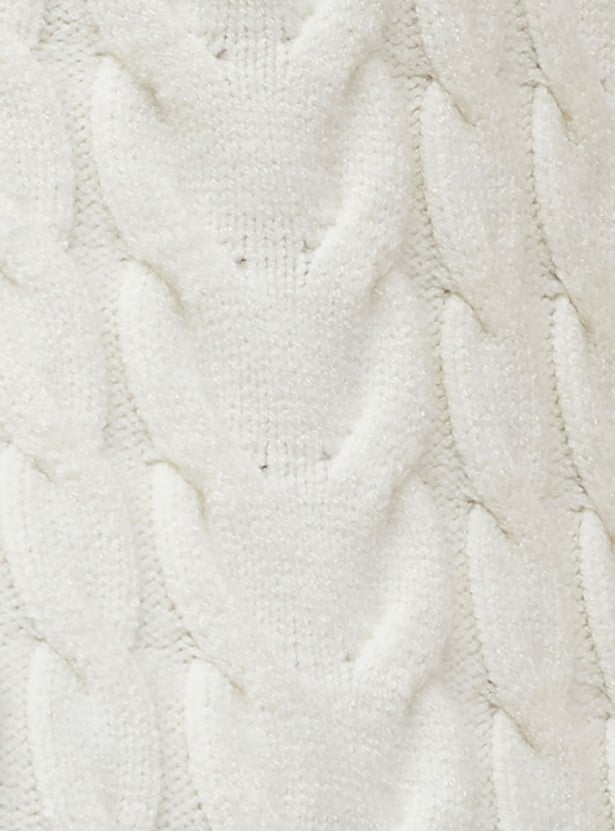 COLOUR ME Cable Knit Mock Neck Sweater