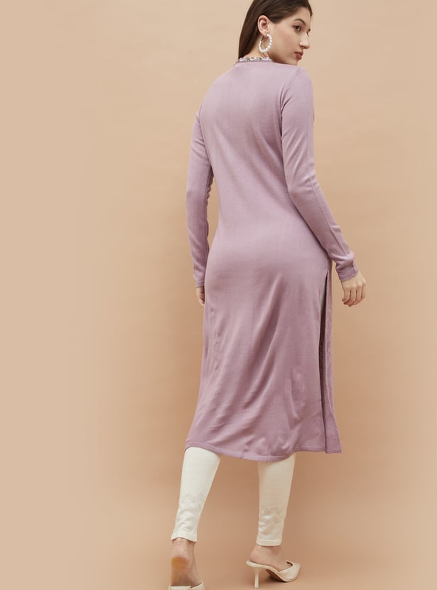 MELANGE Knit Winter Straight Kurta