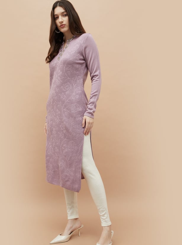 MELANGE Knit Winter Straight Kurta