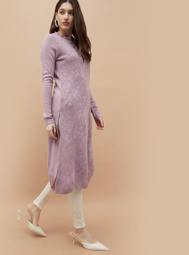 MELANGE Knit Winter Straight Kurta