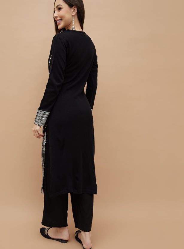 MELANGE Embroidered Straight Winter Kurta