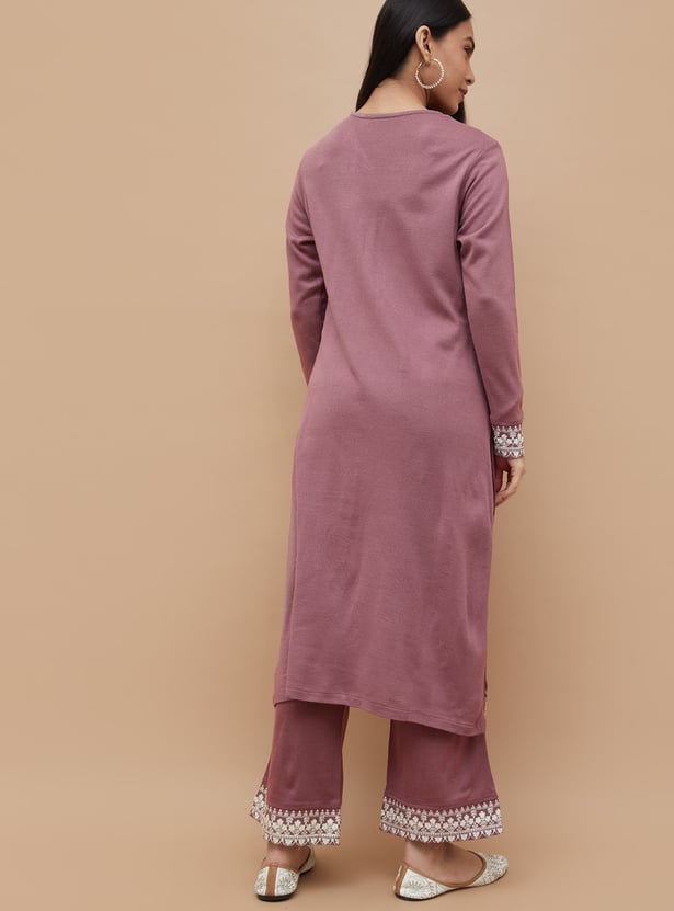 MELANGE Embroidered Straight Winter Kurta Set