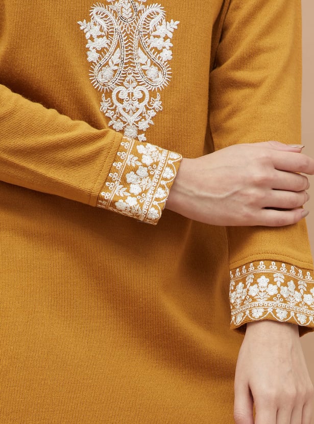 MELANGE Embroidered Straight Winter Kurta Set