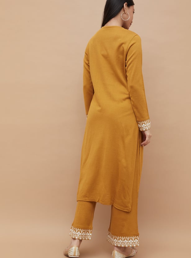 MELANGE Embroidered Straight Winter Kurta Set