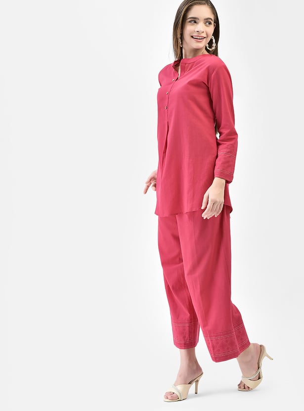 SPAN Solid Straight Kurti Set