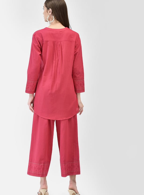 SPAN Solid Straight Kurti Set