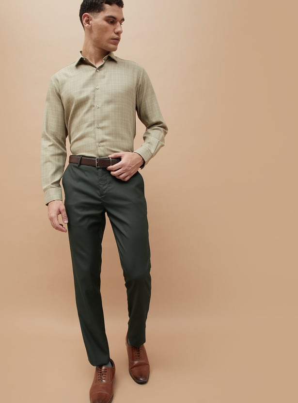 CODE Solid Slim Tapered Fit Formal Trousers