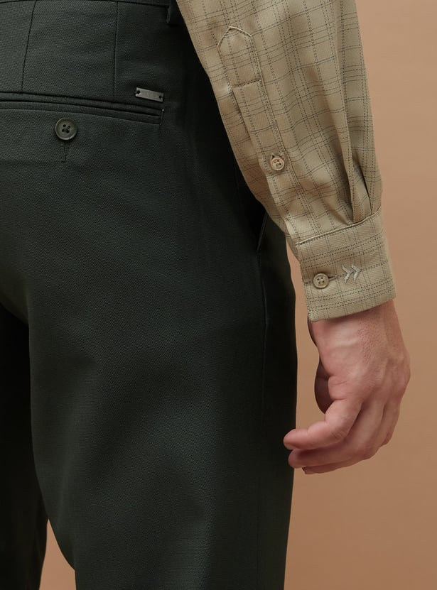 CODE Solid Slim Tapered Fit Formal Trousers