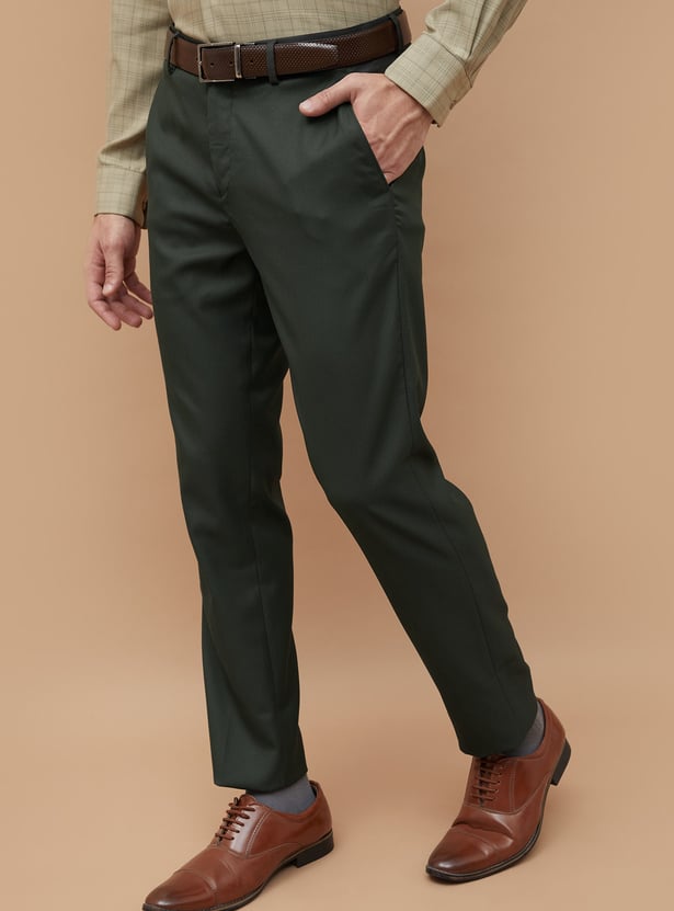 CODE Solid Slim Tapered Fit Formal Trousers