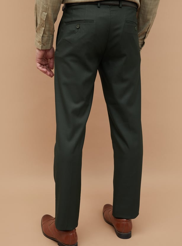 CODE Solid Slim Tapered Fit Formal Trousers