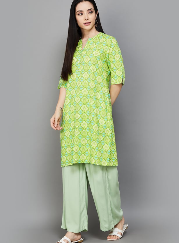 RANGRITI Butterfly Print Straight Kurta