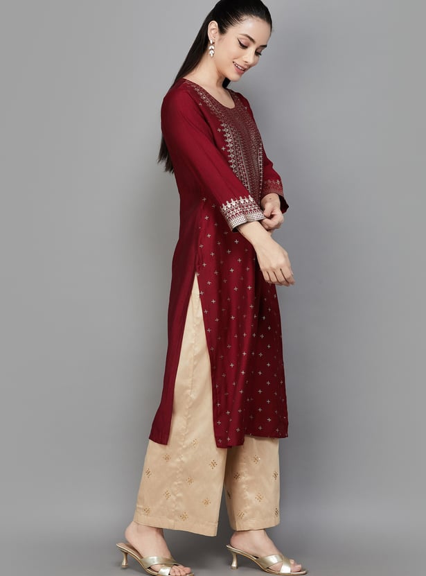 RANGRITI Foil Print Straight Kurta