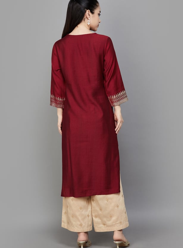 RANGRITI Foil Print Straight Kurta