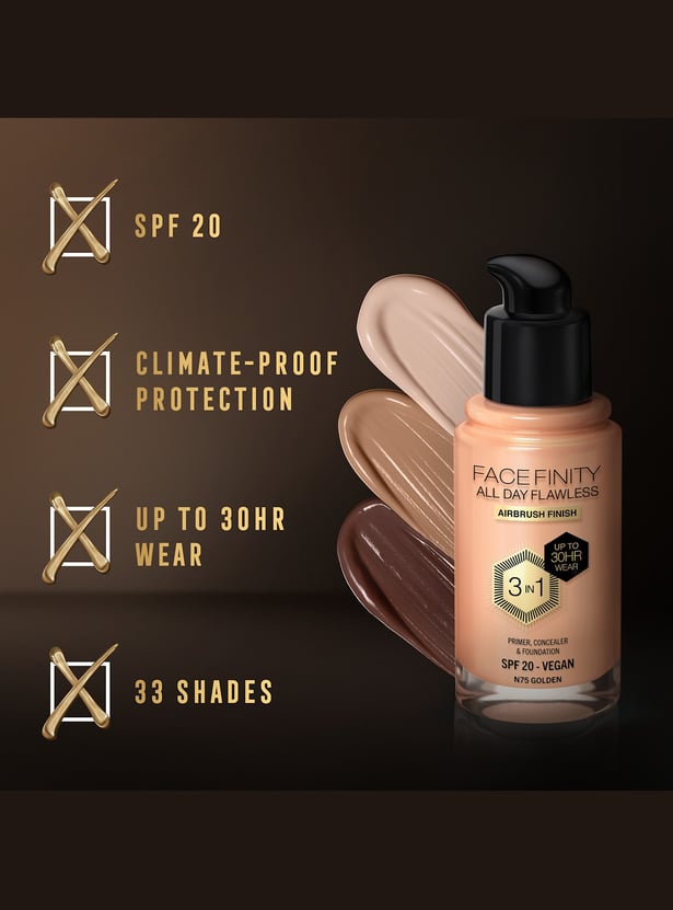 MAX FACTOR Face Finity All Day Flawless 3 In 1 Foundation - Golden - 30ml