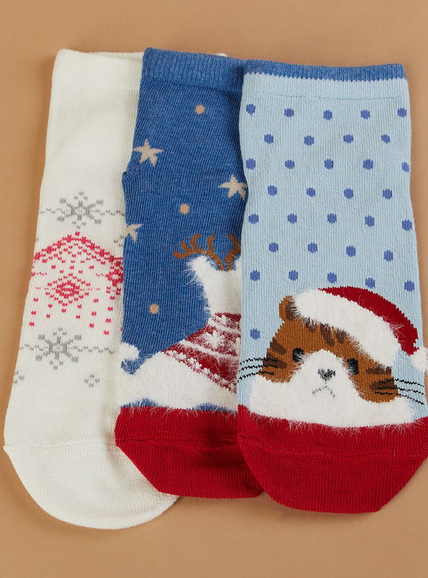 GINGER Printed Ankle Length Socks - Pack of 3