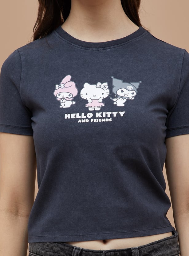 Buy GINGER Hello Kitty Print Crop T-shirt from Ginger at just INR