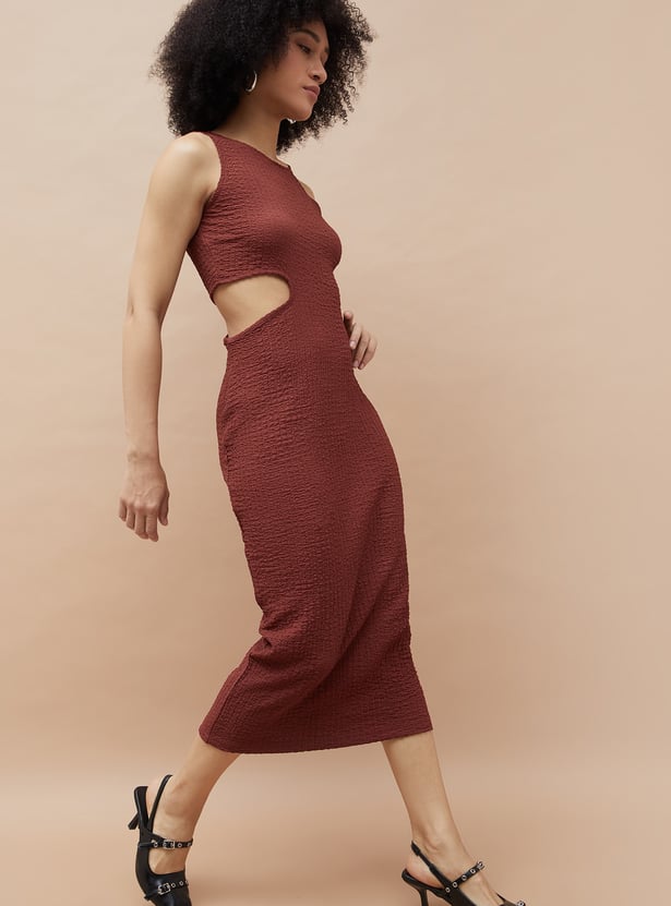 GINGER Textured Cut-Out Bodycon Dress